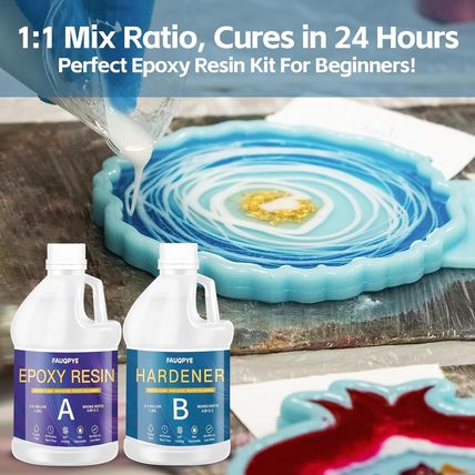 Epoxy Resin Kit 1 Gallon，Newly Formulated Crystal Clear Epoxy Resin，Strong, Bubb