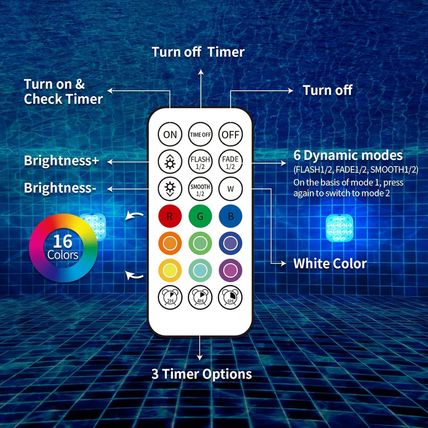 Homly Rechargeable Submersible Pool Lights with Remote, Waterproof Underwater Ch