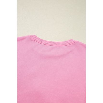 Bonbon Lace Insert Bow Embroidered Exposed Seam Sweatshirt