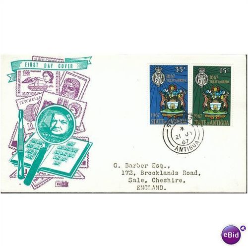 Antigua FDC 1967 - SG 206-207 - Treaty Of Breda & Grant Of New Arms