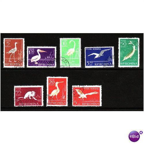 RUMANIA 1957 FAUNA AND BIRDS SET 8 VALS FINE USED