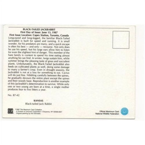 22c Jack Rabbit Capex 1987 Int'l Stamp Exhibition Toronto FD maxicard 2305