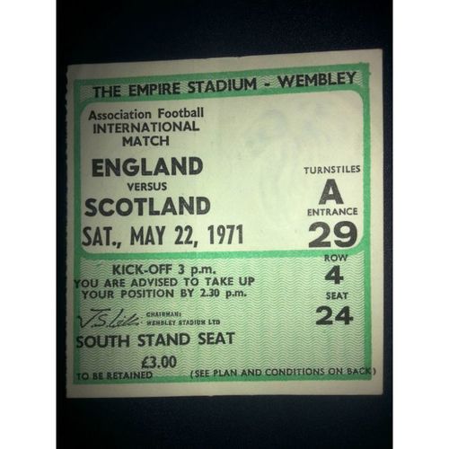 England v Scotland Football Ticket Stub 22/05/1971 FA International