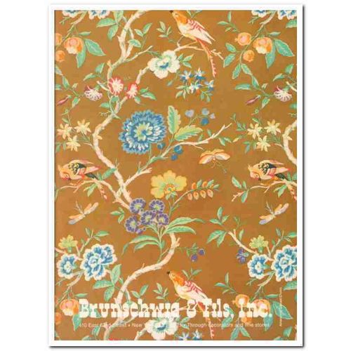 brunschwig fils inc 1977 amandine glazed chinz fabric vintage ad
