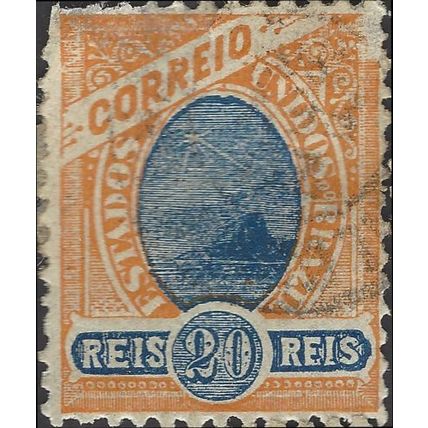 BRAZIL, Sugarloaf mountain, yellow and blue 1894, 20reis