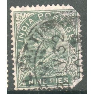 India 1932 - SG 233 - KGV 9p green - used 2