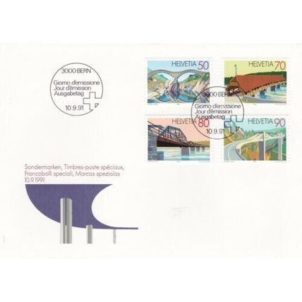 Switzerland 1991 Bridges FDC Bern special Cancel unaddressed VGC
