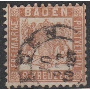 Mi: 20a used 1862 Baden Cat € 40.00