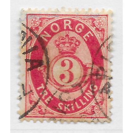 NORWAY 1872 CLASSIC POSTHORN SHADED 3Sk TRE SKILLING