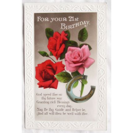 vintage Greetings postcard - 21st Birthday ref.2