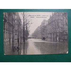 CP 1910 - Flood in Paris ( Boulevard Haussmann )