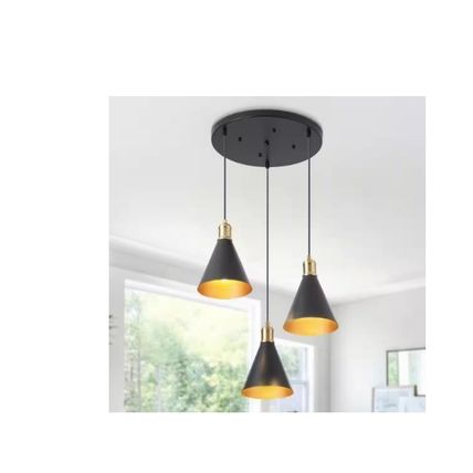 Henveton Jasslynn 3-Light Black Modern Pendant Light with Cone Metal Shades