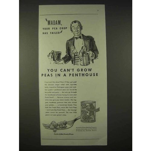 1935 Green Giant Tender Peas Ad - Grow in Penthouse