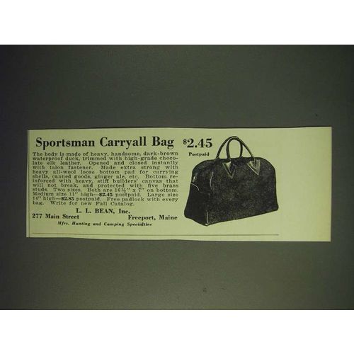 1936 L.L. Bean Sportsman Carryall Bag Ad