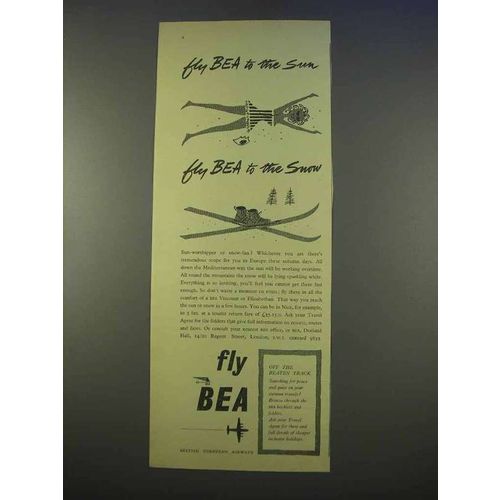 1955 BEA Airways Ad - Fly to the Sun Fly to The Snow