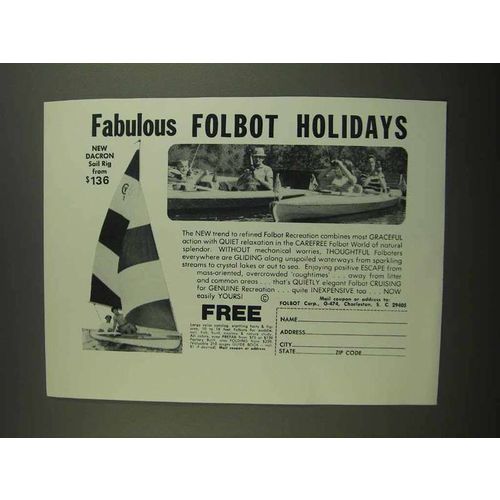 1974 Folbot Dacron Sail Rig Boat Ad - Holidays
