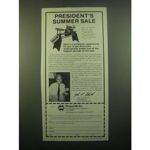 1980 Shopsmith Mark V Woodworking System Ad - President's Summer Sale