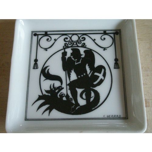 Giraud, Limoges Porcelain St George & Dragon Pin Dishes - Millennium Of Brussels