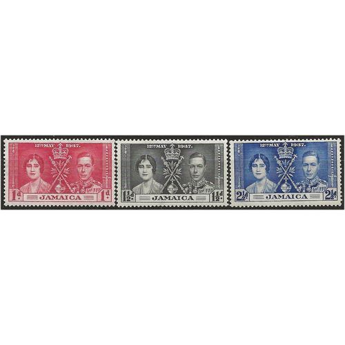 Jamaica 1937 Coronation Set SG118-120 Mounted Mint .. .
