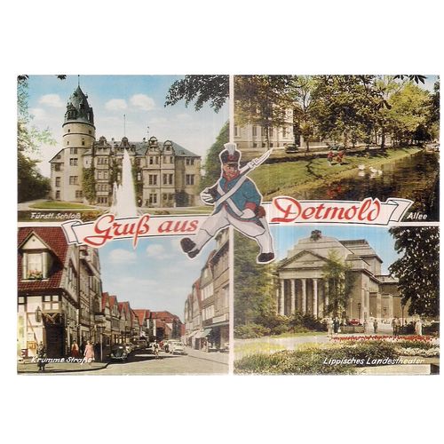 multiview, GRUB AUS DETMOLD, GERMANY unused vintage postcard 1973 #