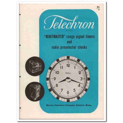 Warren Telechron Company 1945 vintage electric catalog controls clocks