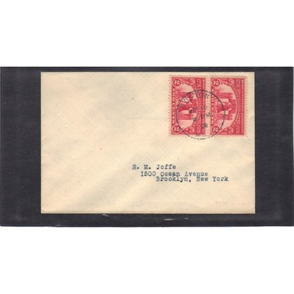 FDC 627 2c Liberty Bell Pair (No Cachet-Typed/A) CV00751