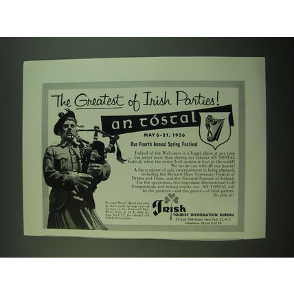 1956 Irish Tourist Information Bureau Ad - The greatest of Irish Parties