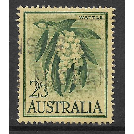 AUSTRALIA 1959 2s.3d GREEN on YELLOW WATTLE SG 324 FINE USED