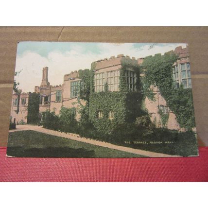 THE TERRACE, HADDON HALL, Derbyshire used antique postcard 1905 pm =
