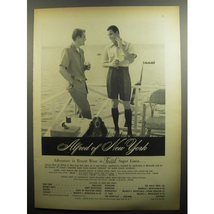 1951 Alfred of New York Tootal Resort Wear Ad - Adventure in Resort Wear