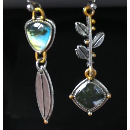 Earrings Mismatched Pair Leaf Theme #407 USA Seller