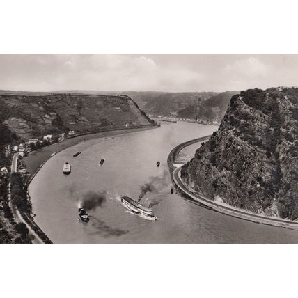 Das Felsentor An Der Loreley Ships River Real Photo German Postcard