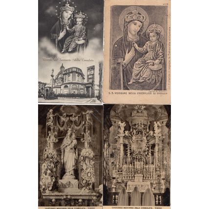 Santuario Madoona Della Colsolata Torino RPC 4x French Religious Postcard s