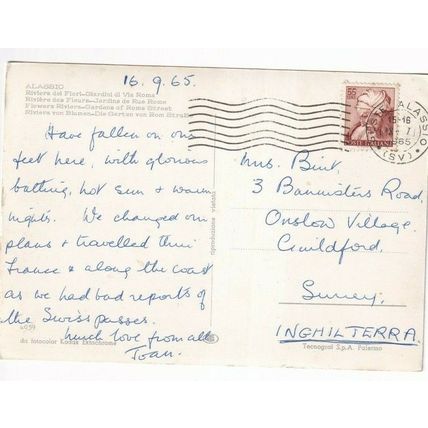 Alassio Giardini Via Roma Italy Postcard posted 1965 VGC