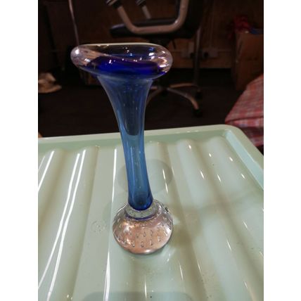 Blue Glass Stem Vase