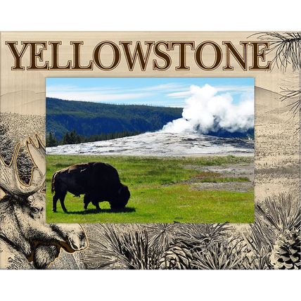 Yellowstone National Park with Moose Laser Engraved Wood Picture Frame (8 x 10)