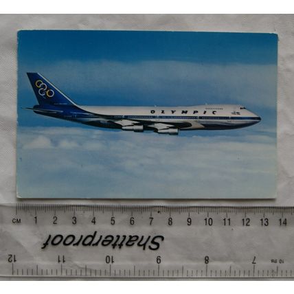 old postcard Olympic Airways Boeing 747-200B Jumbo Jet