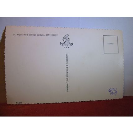 ST. AUGUSTINE'S COLLEGE GARDENS, CANTERBURY, KENT unused postcard c.1967 #