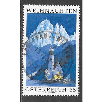 AUSTRIA WEIHNACHTEN SNOWY MOUNTING SCENE USED SG?