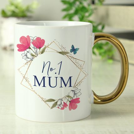 Mug bride mother mum daughter gran aunty mug floral gold handle personalised