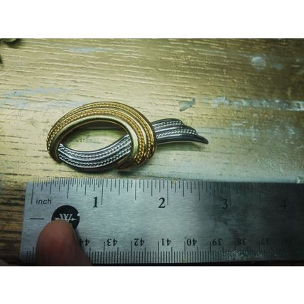 Vintage Silver & Gold Tone Monet Brooch Pin Modernist Style Elegance two tone