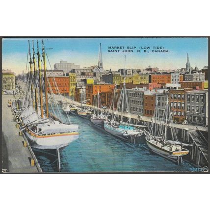 Market Slip, Saint John, New Brunswick, c.1910 - Valentine-Black Postcard