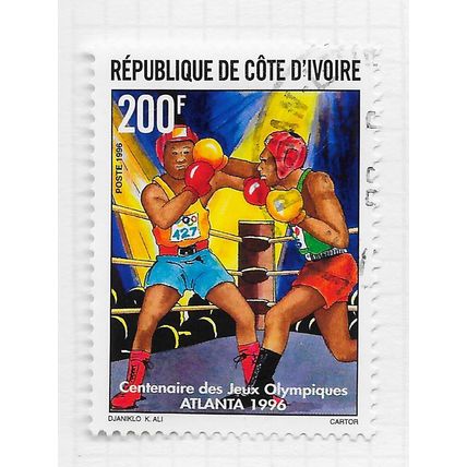 IVORY COAST 1996 OLYMPIC GAMES BOXING SPORT ATLANTA USA 1996 100 YEARS USED 200F