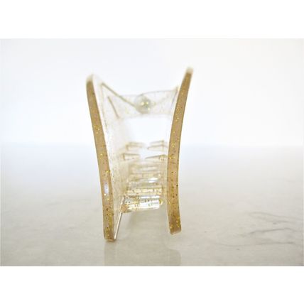 Clear transparent triangle gold sparkle glitter hair claw clip for medium fine