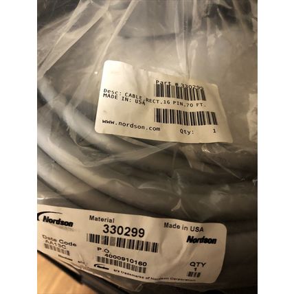NEW NORDSON CABLE 330299 70FOOT,AA13C 5985 HARTING Han,cable,rect,16 Pin,70ft,DE
