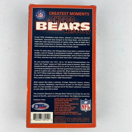 Greatest Moments in Chicago Bears History VHS Video Tape