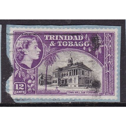Trinidad & Tobago 12cTown Hall San Fernando Stationary Cut Out VGC