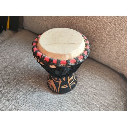 Genuine, Vintage, Wooden, Hand Crafted/Painted, Goat Skin, African Drum/Djembe