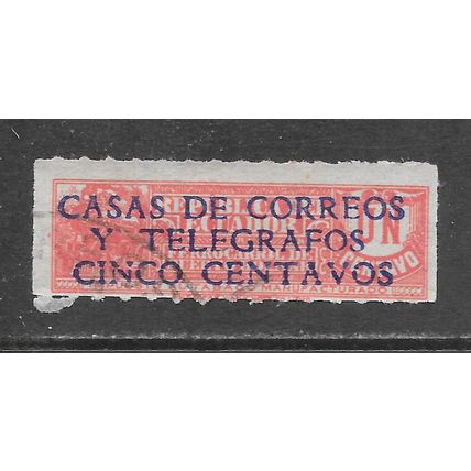 ECUADOR RAILWAY PUERTO DE BOLIVAR TOBACCO STAMP OVERPRINTED SURCHARGE POSTAL