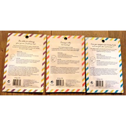 Spalife 3 Count Dear Santa Glow Detox Bedtime Facial Mask Stocking Stuffers New!